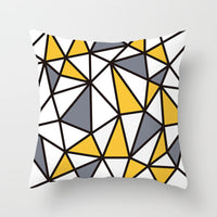 HKM-534419 Nordic Geometric Abstract Yellow and Black Pillow Cover for Home Sofa