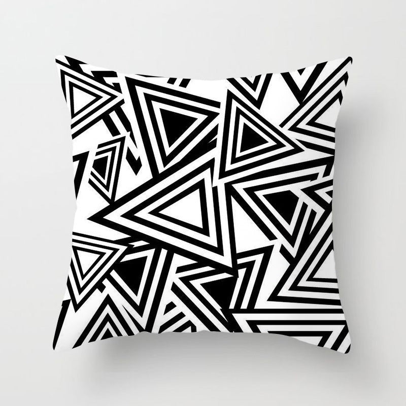 HKM-534419 Nordic Geometric Abstract Yellow and Black Pillow Cover for Home Sofa