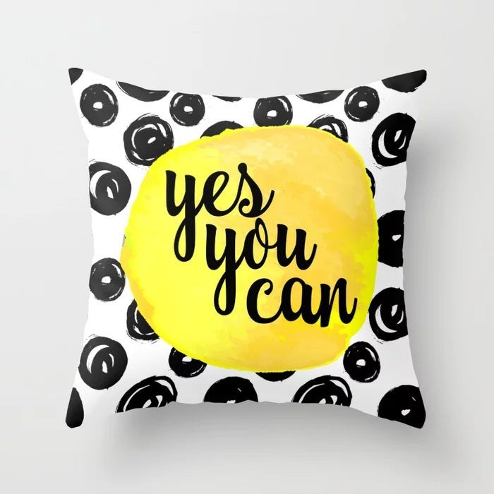 HKM-534419 Nordic Geometric Abstract Yellow and Black Pillow Cover for Home Sofa