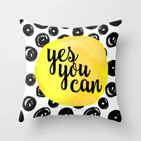 HKM-534419 Nordic Geometric Abstract Yellow and Black Pillow Cover for Home Sofa