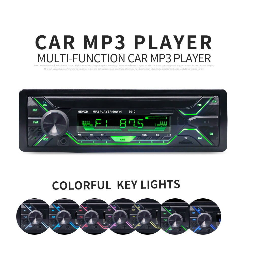 HKM-534483 Bluetooth Vehicle MP3 Player with FM Radio, USB/TF Card Support, Hands-Free Calling, and Remote Control