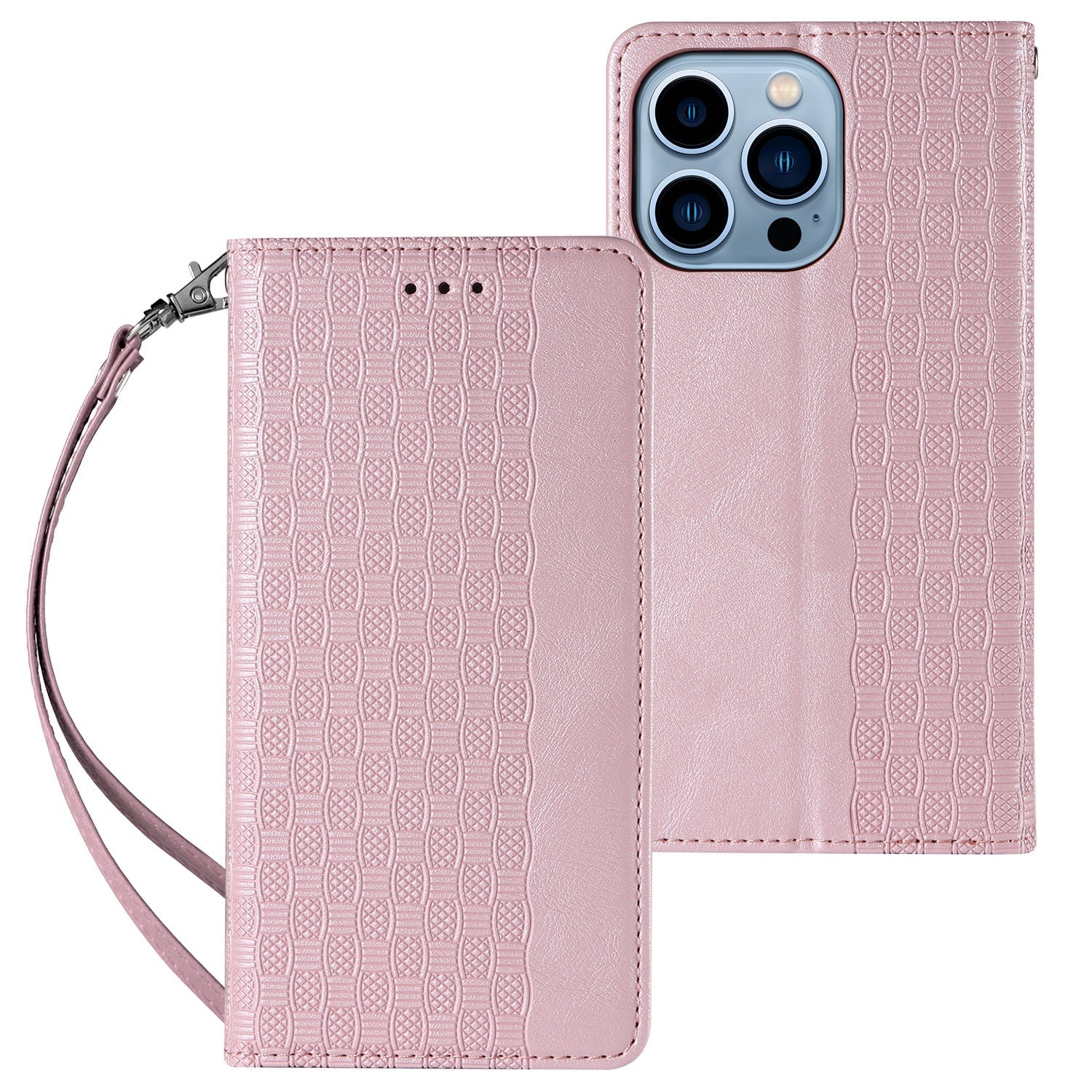 HKM-534547 Embossed Leather Flip Phone Case for iPhone 6/6S, 7/8, X/XS, 11, 12, 13 in Various Colors