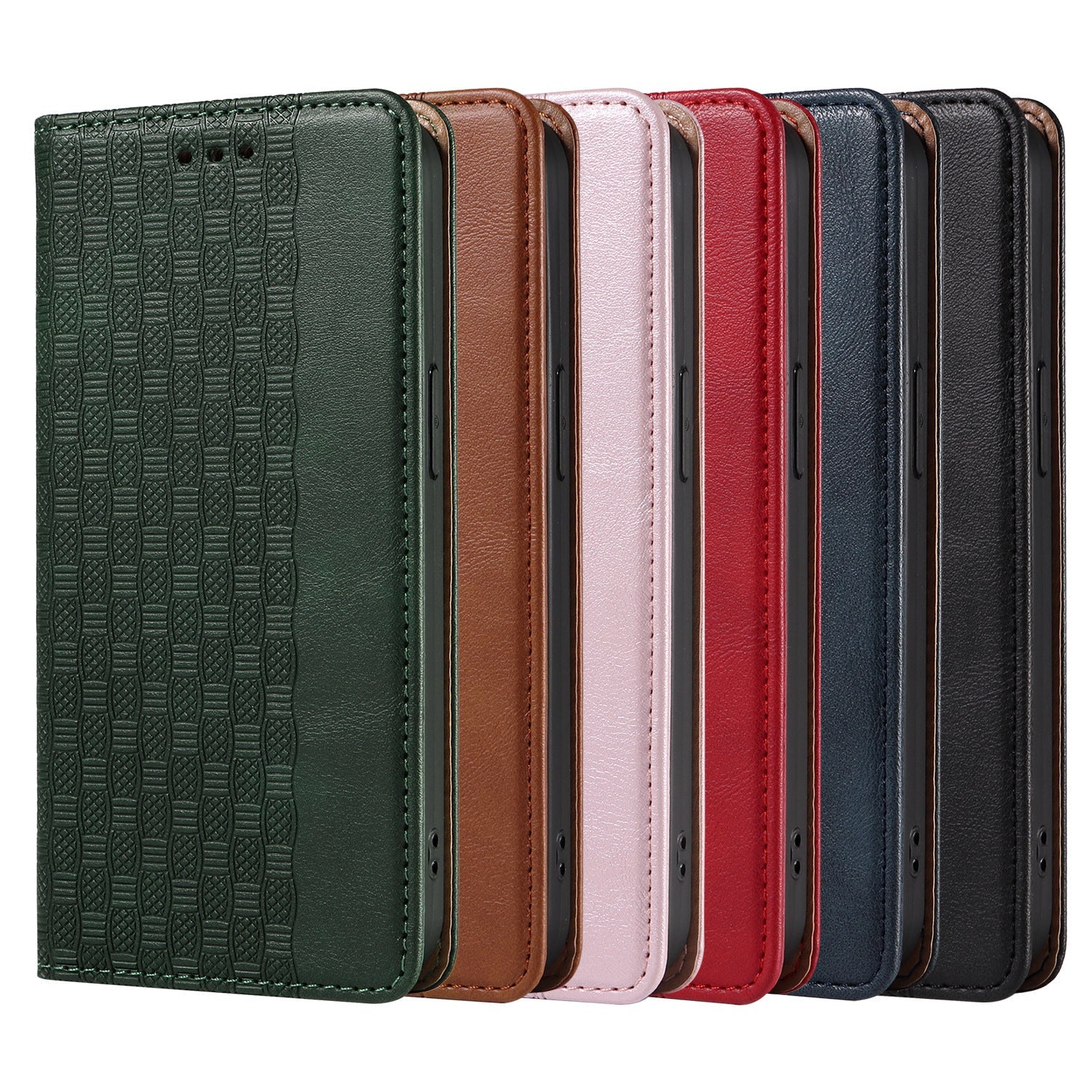 HKM-534547 Embossed Leather Flip Phone Case for iPhone 6/6S, 7/8, X/XS, 11, 12, 13 in Various Colors