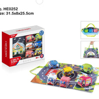 HKM-534547 Soft Plush Pull Back Vehicle Toys - 2 Pcs Cartoon Cars for Toddlers, Ideal for Kids 0-24 Months