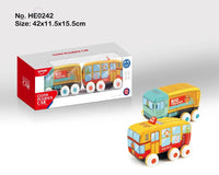 HKM-534547 Soft Plush Pull Back Vehicle Toys - 2 Pcs Cartoon Cars for Toddlers, Ideal for Kids 0-24 Months