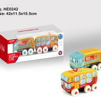 HKM-534547 Soft Plush Pull Back Vehicle Toys - 2 Pcs Cartoon Cars for Toddlers, Ideal for Kids 0-24 Months
