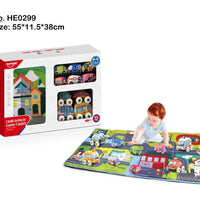 HKM-534547 Soft Plush Pull Back Vehicle Toys - 2 Pcs Cartoon Cars for Toddlers, Ideal for Kids 0-24 Months