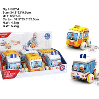 HKM-534547 Soft Plush Pull Back Vehicle Toys - 2 Pcs Cartoon Cars for Toddlers, Ideal for Kids 0-24 Months
