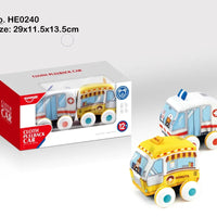 HKM-534547 Soft Plush Pull Back Vehicle Toys - 2 Pcs Cartoon Cars for Toddlers, Ideal for Kids 0-24 Months