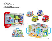HKM-534547 Soft Plush Pull Back Vehicle Toys - 2 Pcs Cartoon Cars for Toddlers, Ideal for Kids 0-24 Months