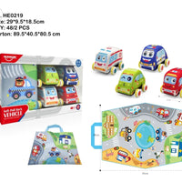 HKM-534547 Soft Plush Pull Back Vehicle Toys - 2 Pcs Cartoon Cars for Toddlers, Ideal for Kids 0-24 Months
