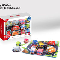 HKM-534547 Soft Plush Pull Back Vehicle Toys - 2 Pcs Cartoon Cars for Toddlers, Ideal for Kids 0-24 Months