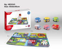 HKM-534547 Soft Plush Pull Back Vehicle Toys - 2 Pcs Cartoon Cars for Toddlers, Ideal for Kids 0-24 Months