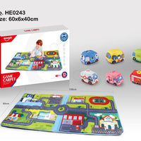 HKM-534547 Soft Plush Pull Back Vehicle Toys - 2 Pcs Cartoon Cars for Toddlers, Ideal for Kids 0-24 Months