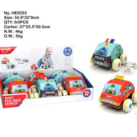 HKM-534547 Soft Plush Pull Back Vehicle Toys - 2 Pcs Cartoon Cars for Toddlers, Ideal for Kids 0-24 Months
