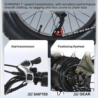 HKM-534611 Electric Mountain Fat Bike with 1500W Motor and 26Ah Lithium Battery, 20-Inch Wheels, 7-Speed Gear System