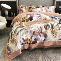HKM-534611 Pure Cotton Four-Piece Bedding Set with Floral Pattern for 1.5-2m Beds