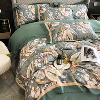 HKM-534611 Pure Cotton Four-Piece Bedding Set with Floral Pattern for 1.5-2m Beds
