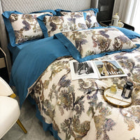 HKM-534611 Pure Cotton Four-Piece Bedding Set with Floral Pattern for 1.5-2m Beds