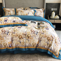 HKM-534611 Pure Cotton Four-Piece Bedding Set with Floral Pattern for 1.5-2m Beds
