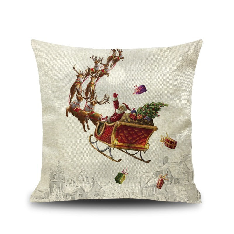 HKM-534675 Modern Christmas Linen Pillowcase - Simple Design Cushion Cover