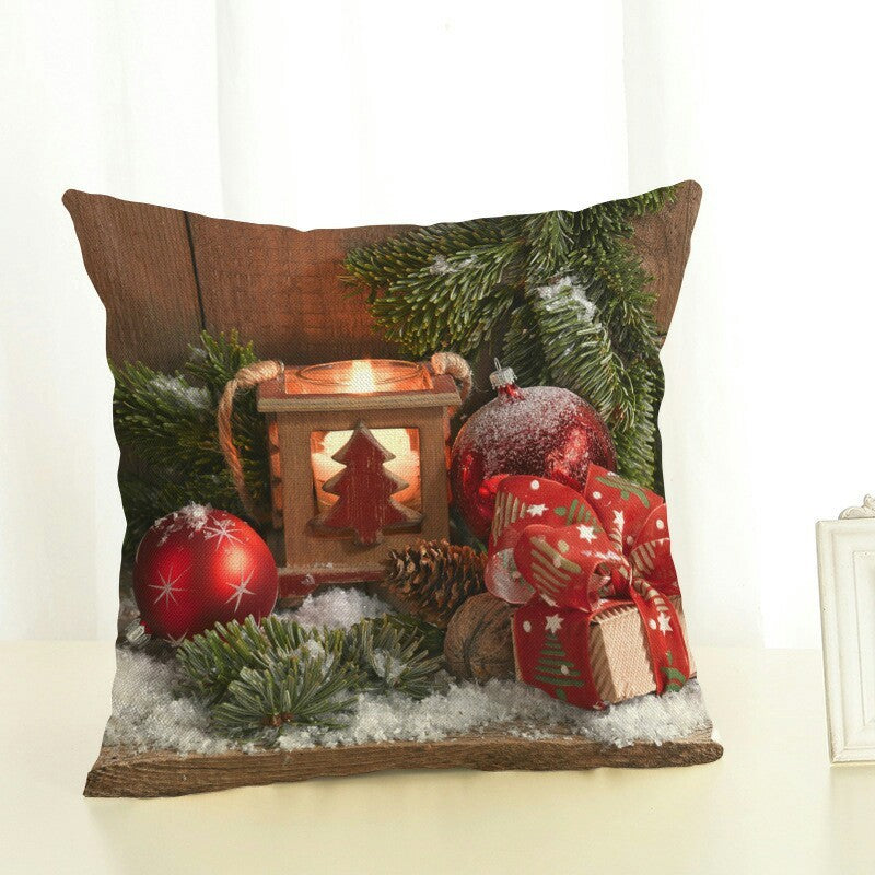 HKM-534675 Modern Christmas Linen Pillowcase - Simple Design Cushion Cover