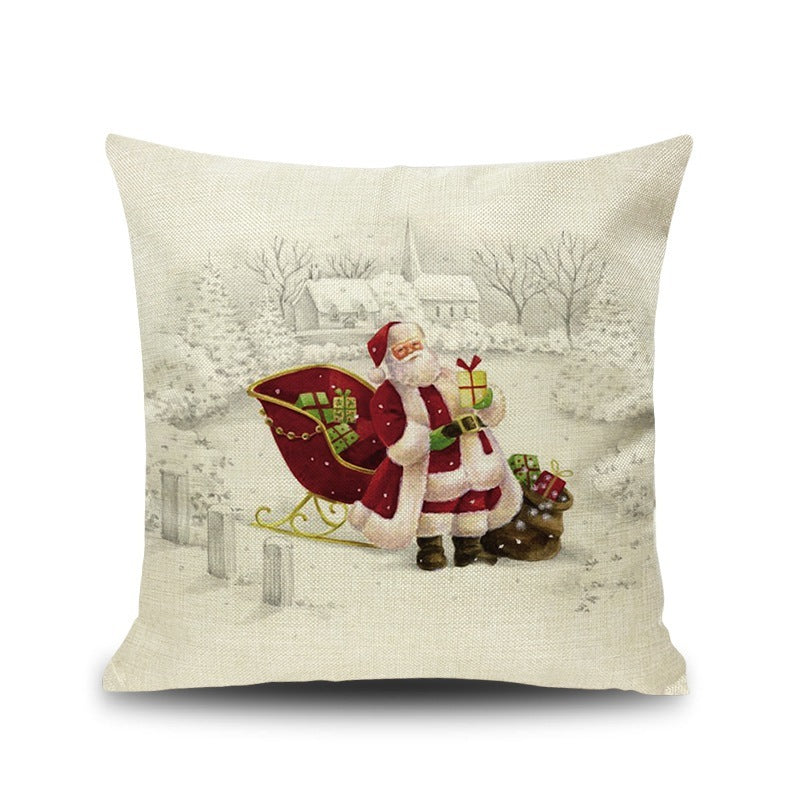 HKM-534675 Modern Christmas Linen Pillowcase - Simple Design Cushion Cover