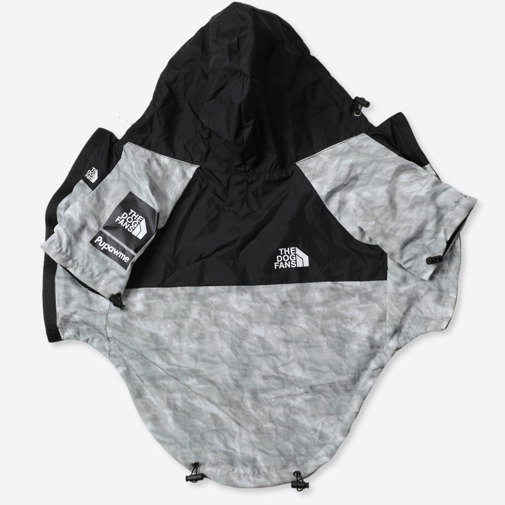 HKM-534931 Large Dog Shell Jacket - Lightweight Polyester Pet Clothing in Waste Paper Print