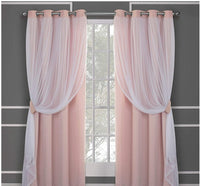 HKM-534995 Lace Double Layer Window Curtains in Dark Blue, Water Blue, Light Blue, and More – Various Sizes Available