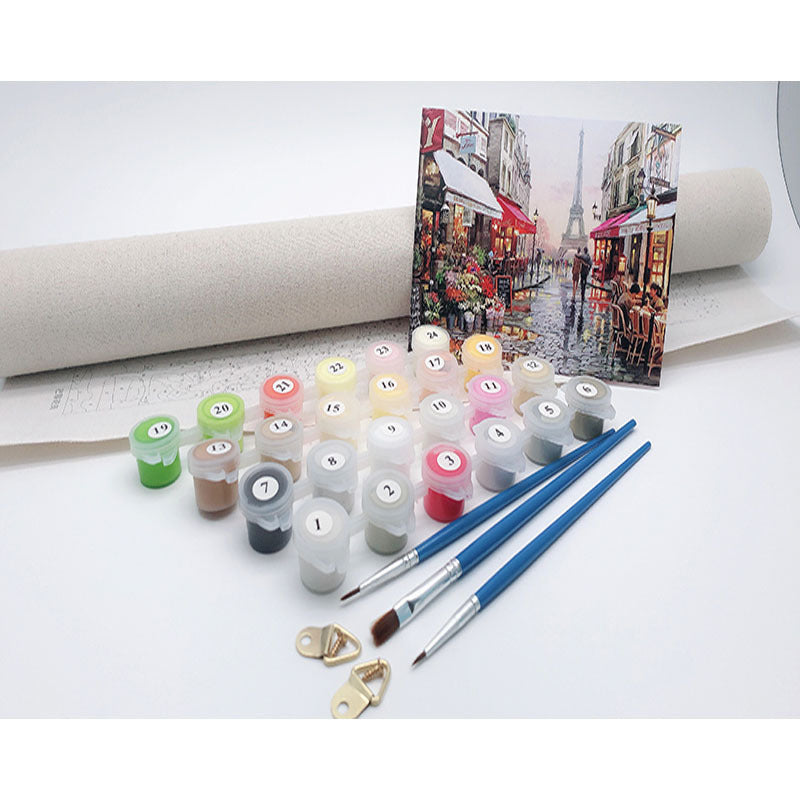 HKM-535123 DIY Painting by Numbers Kit - Cute Shih Tzu Design, 40x50 cm Linen Canvas with Brushes and Paints