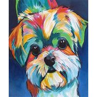 HKM-535123 DIY Painting by Numbers Kit - Cute Shih Tzu Design, 40x50 cm Linen Canvas with Brushes and Paints
