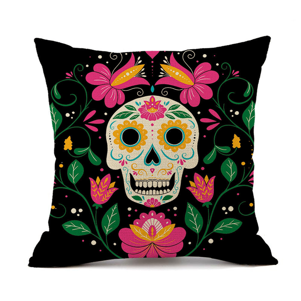 HKM-535123 Halloween Horror Theme Printed Pillowcase in Linen – Modern 45x45cm Cushion Cover