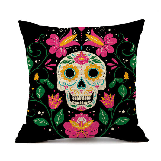 HKM-535123 Halloween Horror Theme Printed Pillowcase in Linen – Modern 45x45cm Cushion Cover