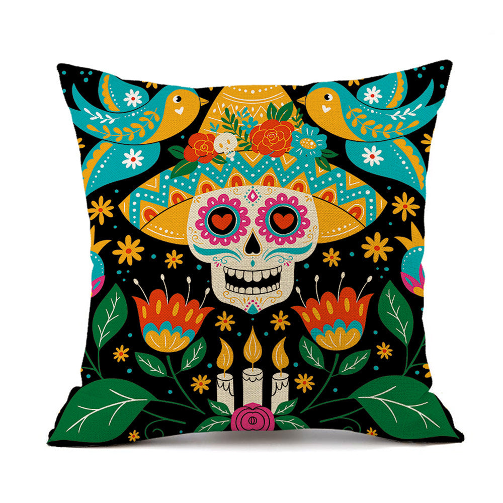 HKM-535123 Halloween Horror Theme Printed Pillowcase in Linen – Modern 45x45cm Cushion Cover