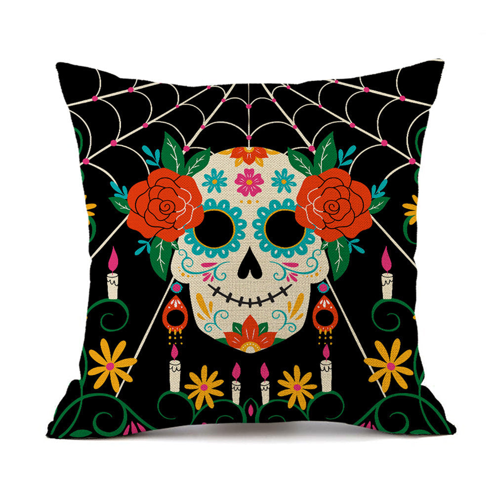 HKM-535123 Halloween Horror Theme Printed Pillowcase in Linen – Modern 45x45cm Cushion Cover