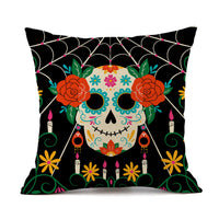 HKM-535123 Halloween Horror Theme Printed Pillowcase in Linen – Modern 45x45cm Cushion Cover