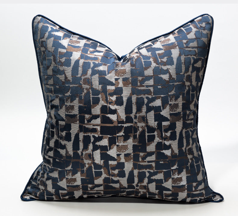 HKM-535251 Modern Minimalist Plaid Pillow Cases in Dark Blue - Available in Various Sizes