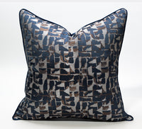 HKM-535251 Modern Minimalist Plaid Pillow Cases in Dark Blue - Available in Various Sizes