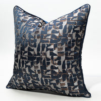 HKM-535251 Modern Minimalist Plaid Pillow Cases in Dark Blue - Available in Various Sizes
