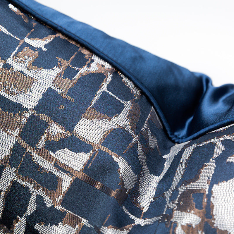 HKM-535251 Modern Minimalist Plaid Pillow Cases in Dark Blue - Available in Various Sizes