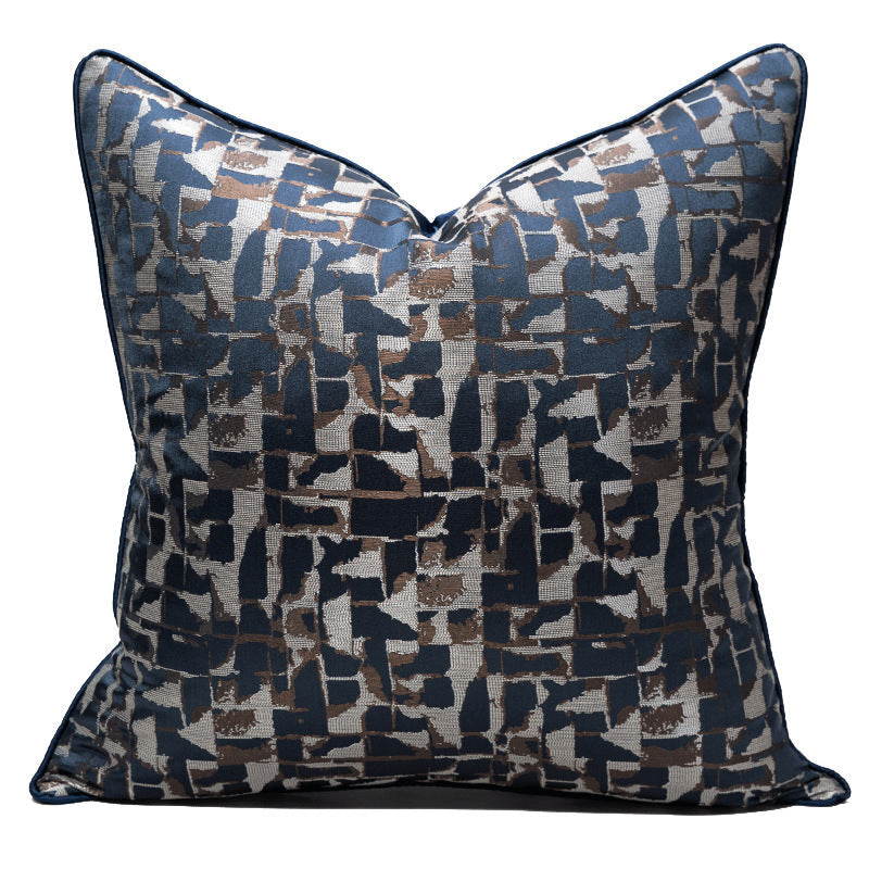 HKM-535251 Modern Minimalist Plaid Pillow Cases in Dark Blue - Available in Various Sizes