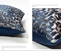 HKM-535251 Modern Minimalist Plaid Pillow Cases in Dark Blue - Available in Various Sizes