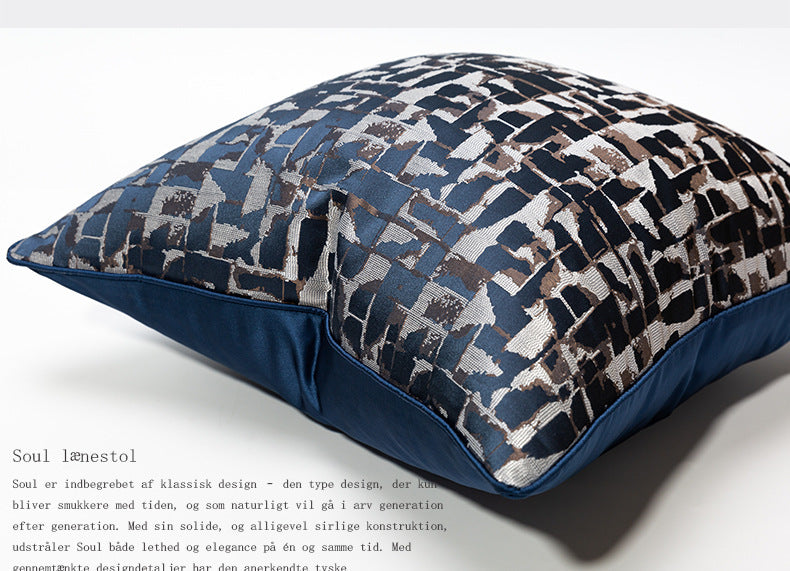HKM-535251 Modern Minimalist Plaid Pillow Cases in Dark Blue - Available in Various Sizes