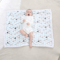 HKM-535443 Newborn Double Layer Coral Fleece Blanket - Striped Design for Autumn and Winter, 76 x 102 CM