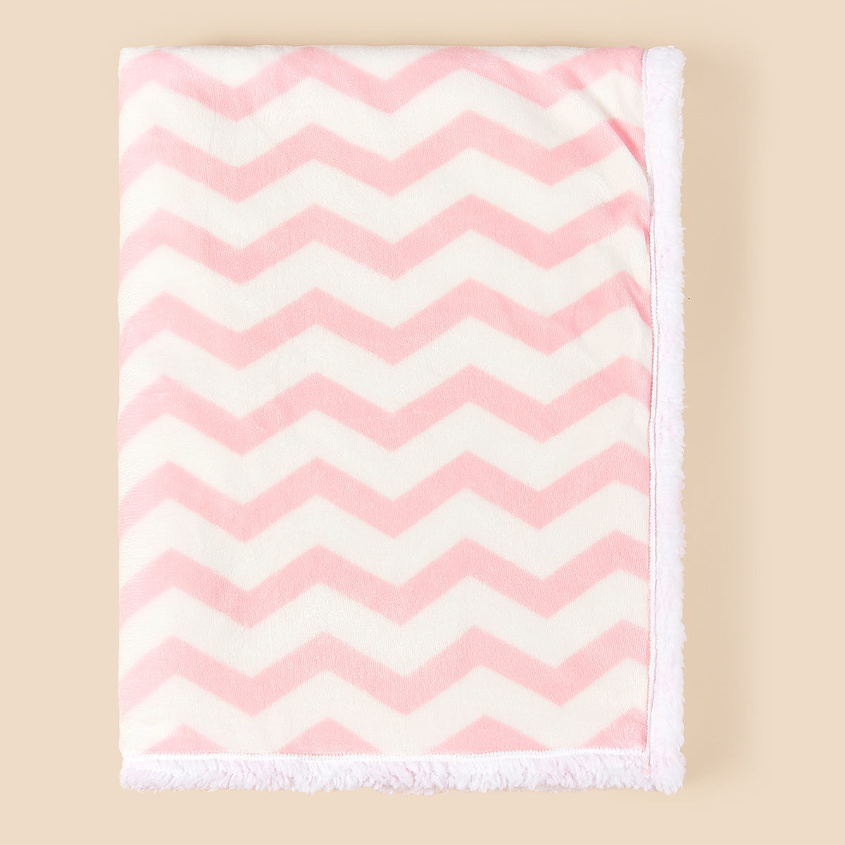 HKM-535443 Newborn Double Layer Coral Fleece Blanket - Striped Design for Autumn and Winter, 76 x 102 CM