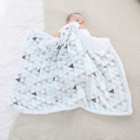 HKM-535443 Newborn Double Layer Coral Fleece Blanket - Striped Design for Autumn and Winter, 76 x 102 CM