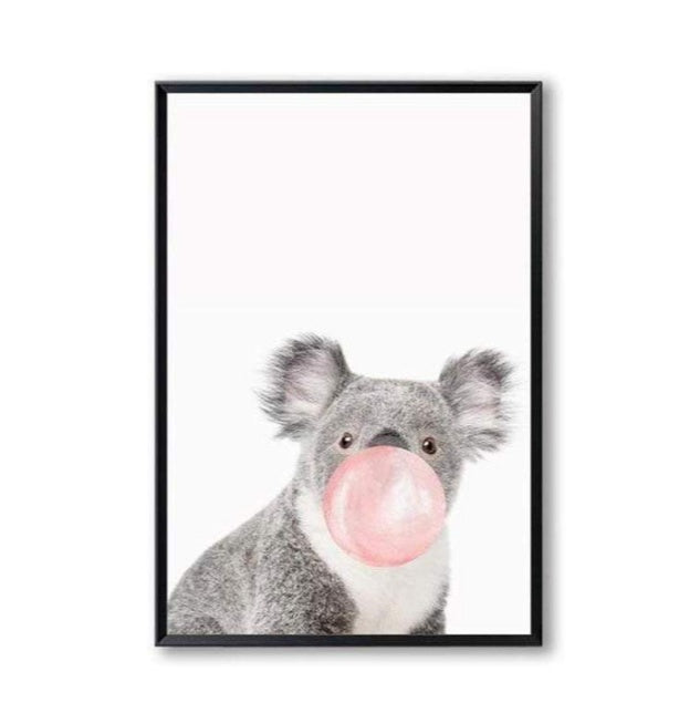 HKM-535443 Nordic Style Koala and Zebra Canvas Wall Art for Home Décor - Rectangular Modern Decorative Painting