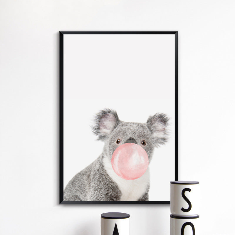 HKM-535443 Nordic Style Koala and Zebra Canvas Wall Art for Home Décor - Rectangular Modern Decorative Painting