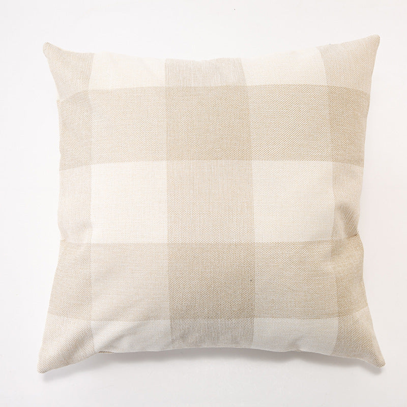 HKM-535507 Lattice Square Linen Pillowcase for Living Room Sofa - Choice of 5 Colors