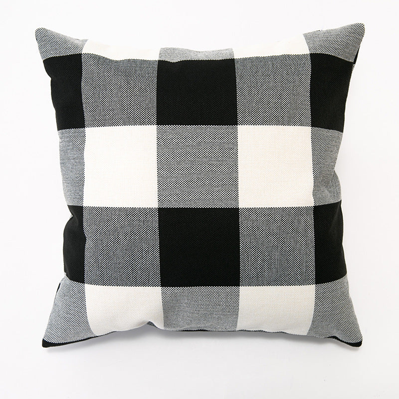 HKM-535507 Lattice Square Linen Pillowcase for Living Room Sofa - Choice of 5 Colors